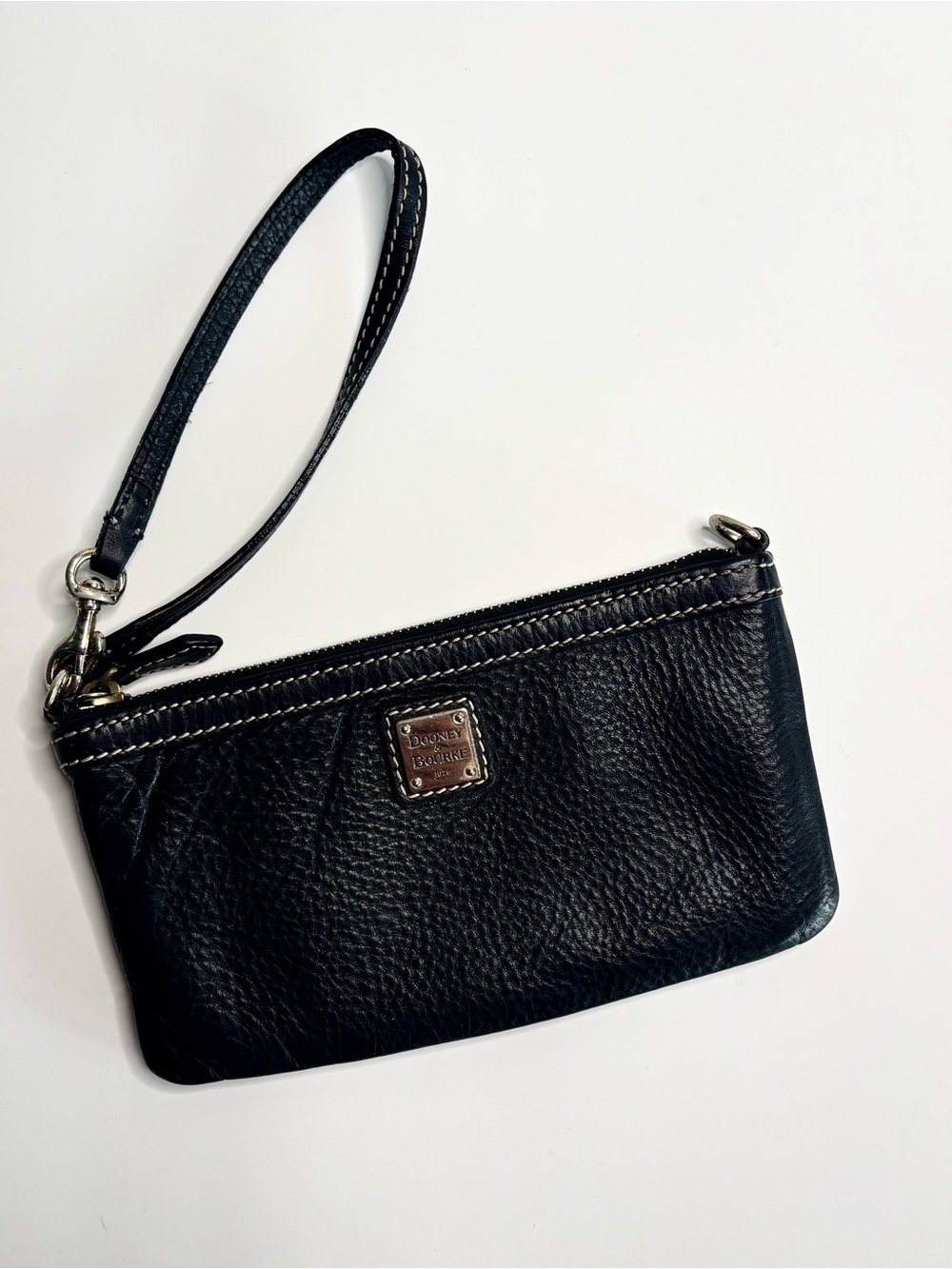 Vintage Dooney & Bourke Black Leather Wristlet Small Handbag